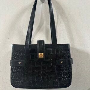 Cole Haan. Elegant Black Crocodile-Embossed Handbag